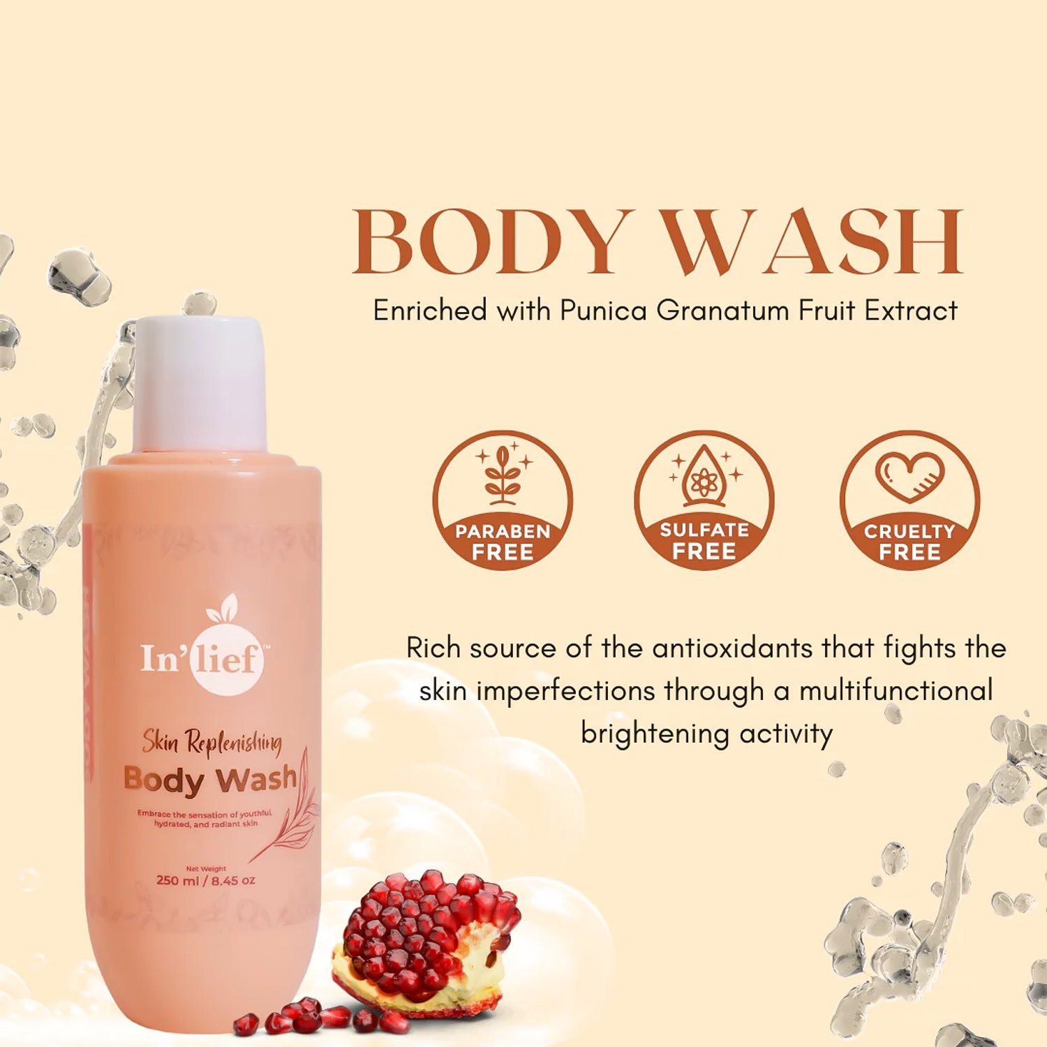 In'lief Nourishing & Hydrating Skin Replenishing Body Wash (250 ml) In'lief Nourishing & Hydrating Skin Replenishing Body Wash (250 ml)
